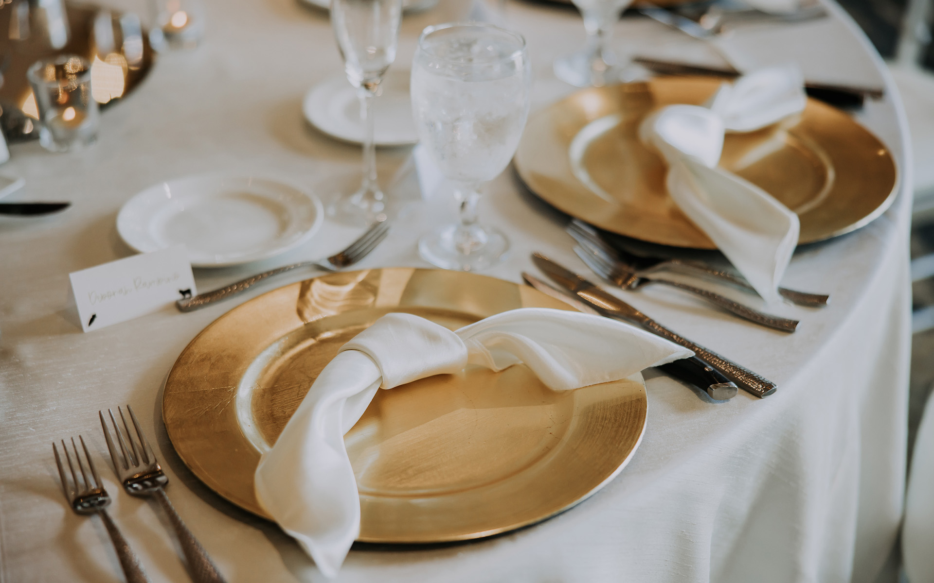 A table place setting for a wedding